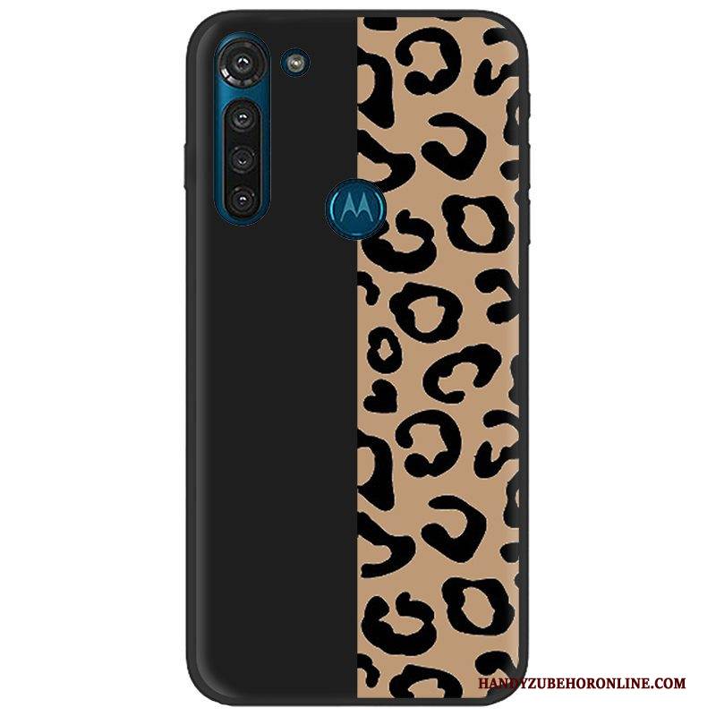 Hülle Moto G8 Power Weiche Stoff Nubuck, Case Moto G8 Power Gemalt Rosa Schwarz