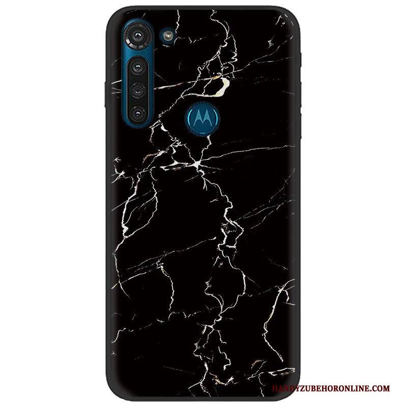 Hülle Moto G8 Power Weiche Stoff Nubuck, Case Moto G8 Power Gemalt Rosa Schwarz