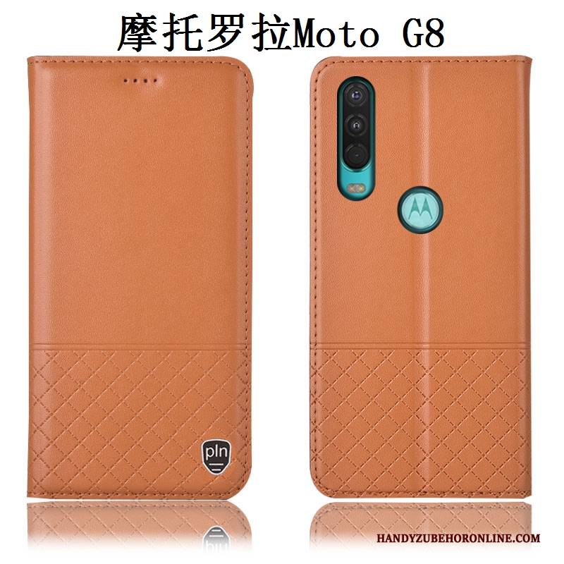 Hülle Moto G8 Taschen Anti-sturz Handyhüllen, Case Moto G8 Schutz Braun