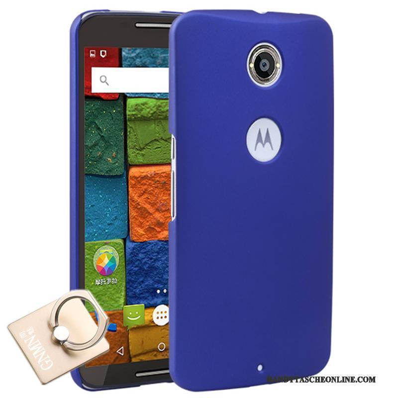 Hülle Moto Nexus 6 Schutz Handyhüllen Blau, Case Moto Nexus 6 Schwer Nubuck