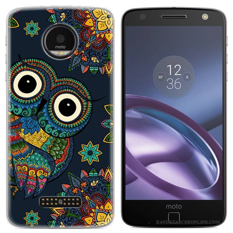 Hülle Moto Z Karikatur Handyhüllen Blau, Case Moto Z Gemalt