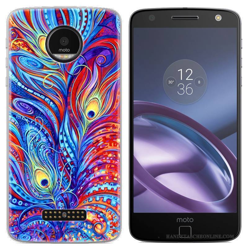 Hülle Moto Z Karikatur Handyhüllen Blau, Case Moto Z Gemalt