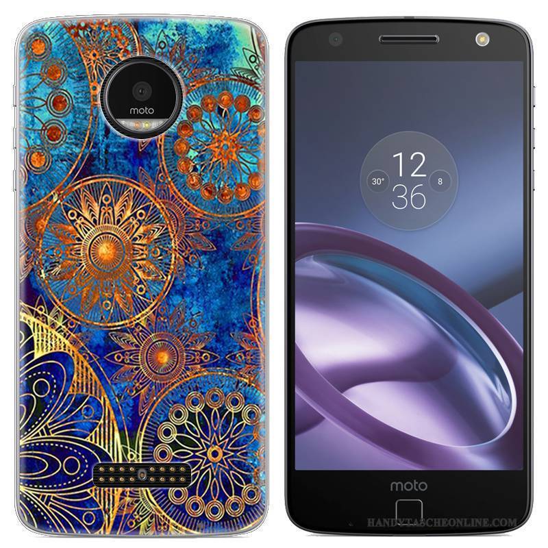 Hülle Moto Z Karikatur Handyhüllen Blau, Case Moto Z Gemalt