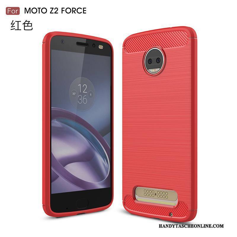 Hülle Moto Z2 Force Edition Silikon Handyhüllen Anti-sturz, Case Moto Z2 Force Edition Taschen Rot Für