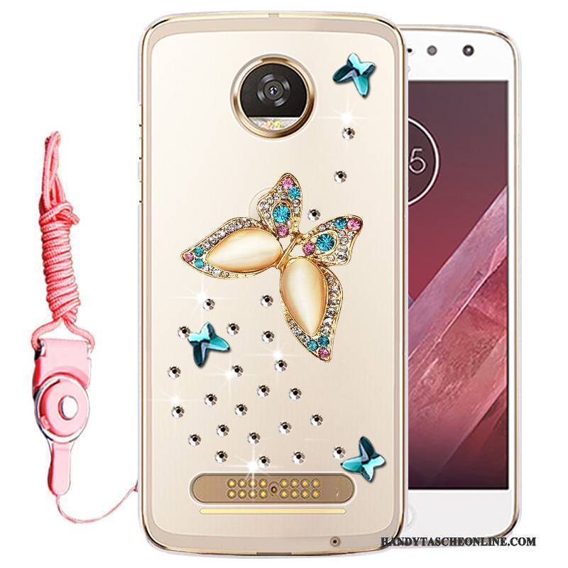 Hülle Moto Z2 Play Strass Gold Handyhüllen, Case Moto Z2 Play Schutz