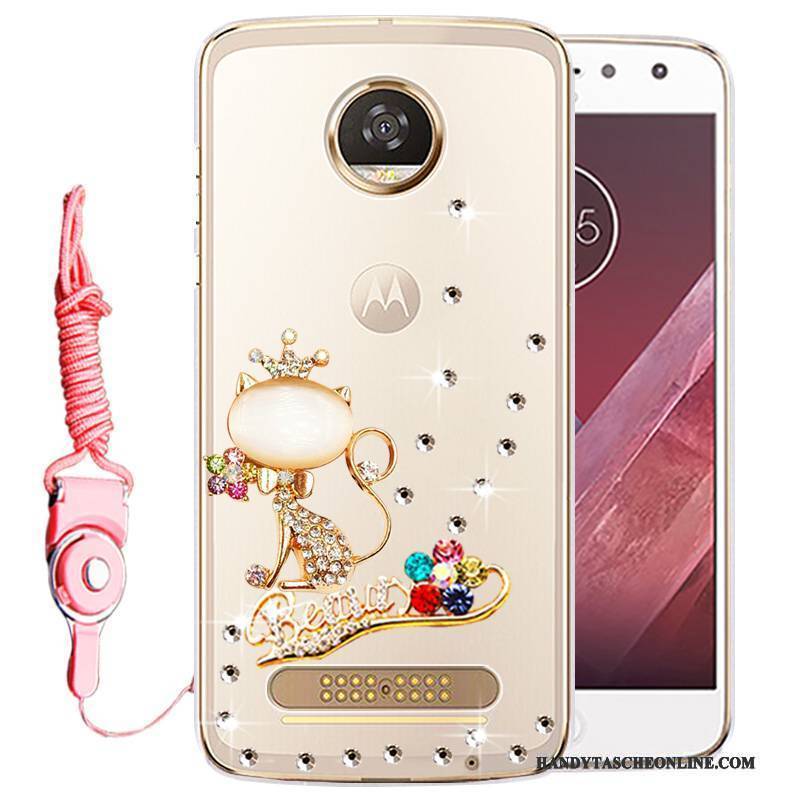 Hülle Moto Z2 Play Strass Gold Handyhüllen, Case Moto Z2 Play Schutz