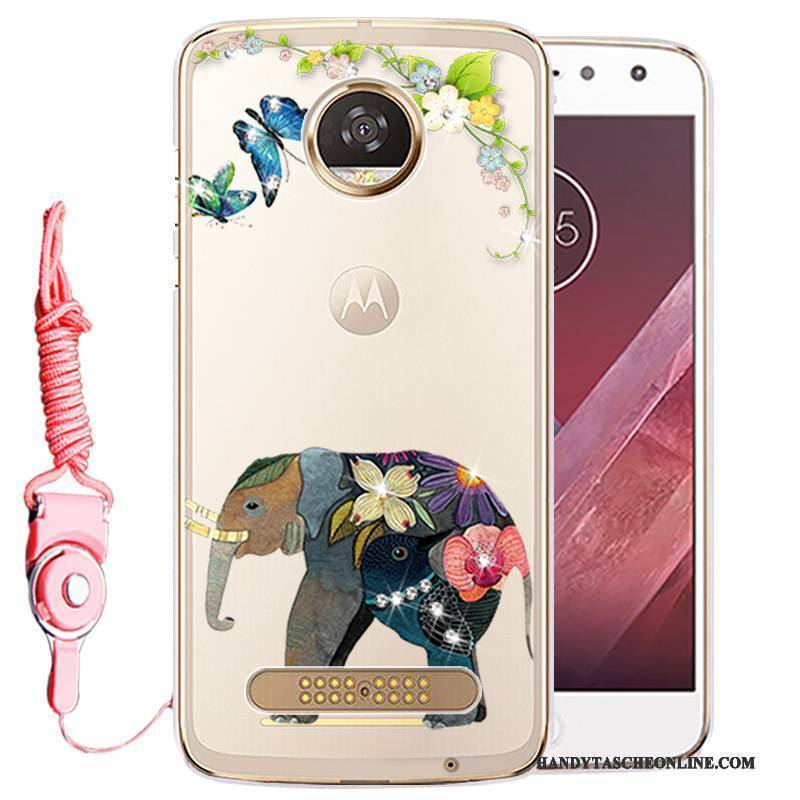 Hülle Moto Z2 Play Strass Gold Handyhüllen, Case Moto Z2 Play Schutz