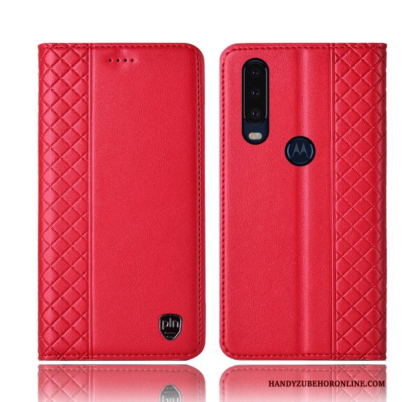 Hülle Motorola One Action Folio Anti-sturz Rot, Case Motorola One Action Lederhülle Handyhüllen