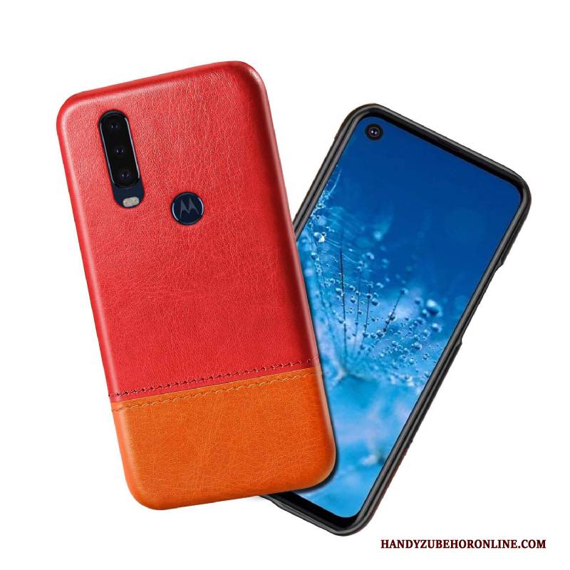 Hülle Motorola One Action Lederhülle Anti-sturz Schwarz, Case Motorola One Action Handyhüllen Mischfarben