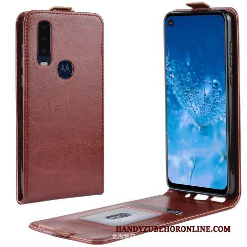 Hülle Motorola One Action Lederhülle Business Handyhüllen, Case Motorola One Action Geldbörse Einfach