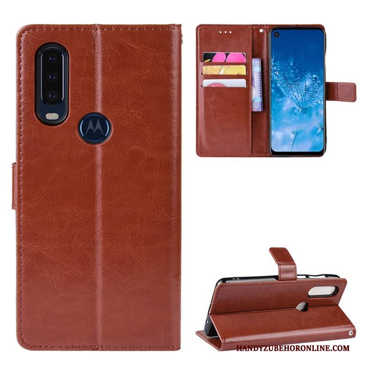 Hülle Motorola One Action Lederhülle Rot Handyhüllen, Case Motorola One Action Folio Magnetschließe