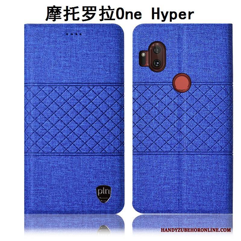 Hülle Motorola One Hyper Lederhülle Anti-sturz Grau, Case Motorola One Hyper Folio Baumwolle Und Leinen Handyhüllen