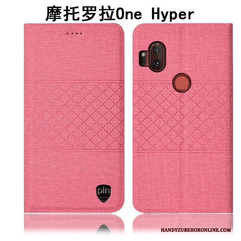 Hülle Motorola One Hyper Lederhülle Anti-sturz Grau, Case Motorola One Hyper Folio Baumwolle Und Leinen Handyhüllen