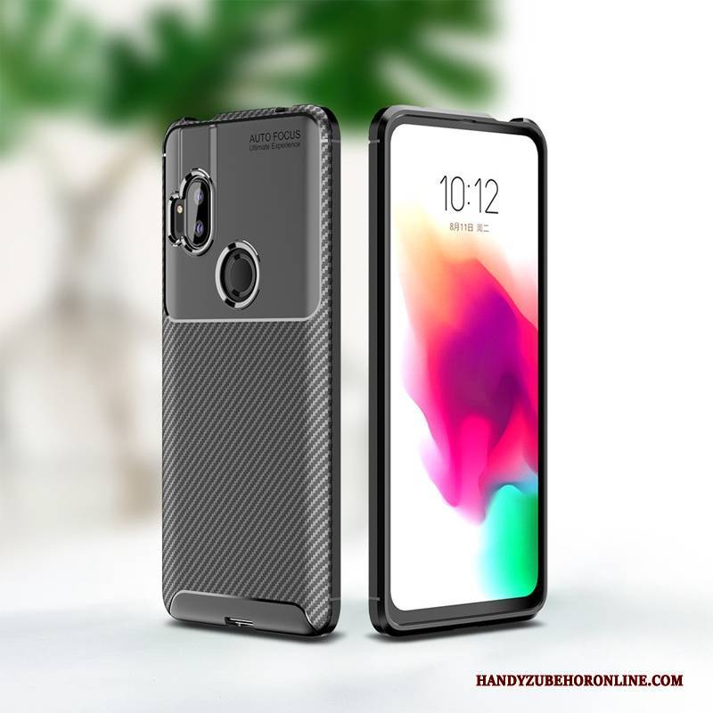 Hülle Motorola One Hyper Taschen Faser Schwarz, Case Motorola One Hyper Weiche Handyhüllen Anti-sturz