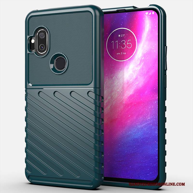 Hülle Motorola One Hyper Taschen Handyhüllen Einfach, Case Motorola One Hyper Weiche Grün Anti-sturz