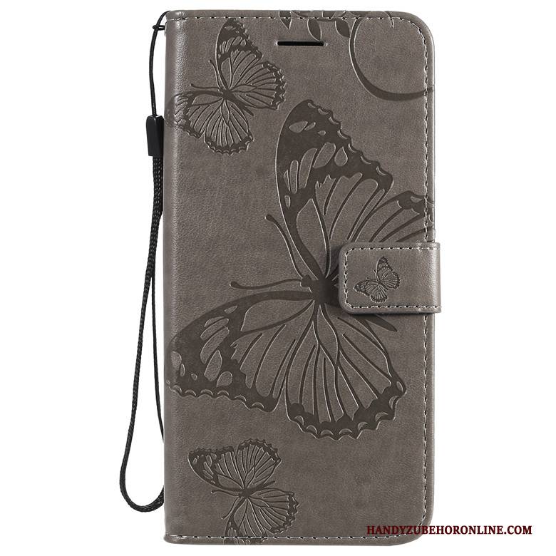 Hülle Motorola One Macro Folio Schmetterlingsblumen Lila, Case Motorola One Macro Schutz Handyhüllen