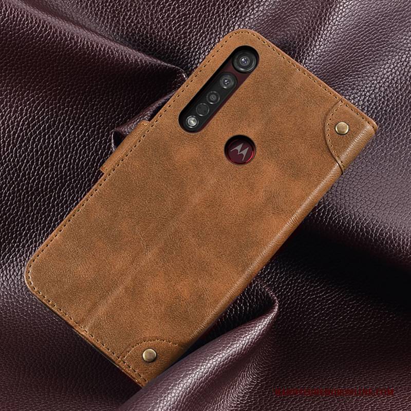 Hülle Motorola One Macro Lederhülle Karte Schwarz, Case Motorola One Macro Geldbörse Handyhüllen