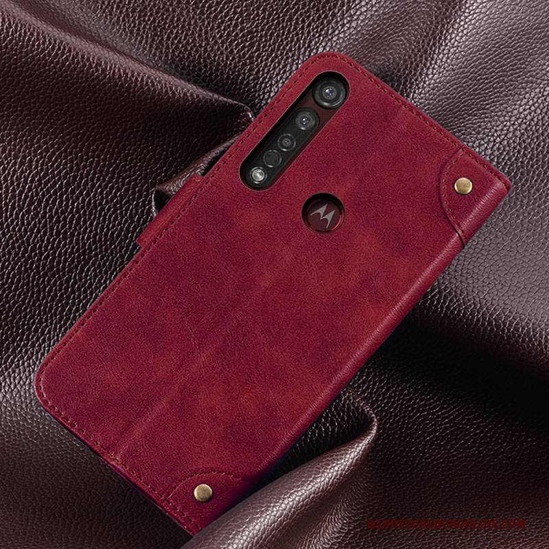 Hülle Motorola One Macro Lederhülle Karte Schwarz, Case Motorola One Macro Geldbörse Handyhüllen