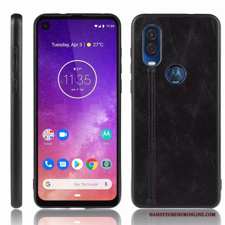 Hülle Motorola One Vision Taschen Handyhüllen Anti-sturz, Case Motorola One Vision Schutz Blau