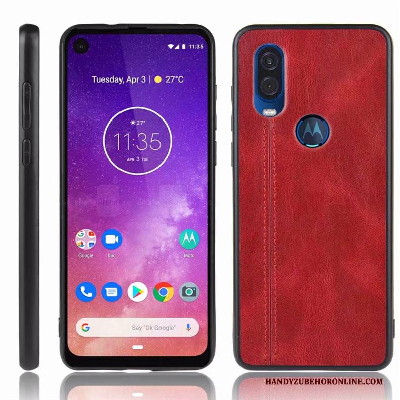 Hülle Motorola One Vision Taschen Handyhüllen Anti-sturz, Case Motorola One Vision Schutz Blau