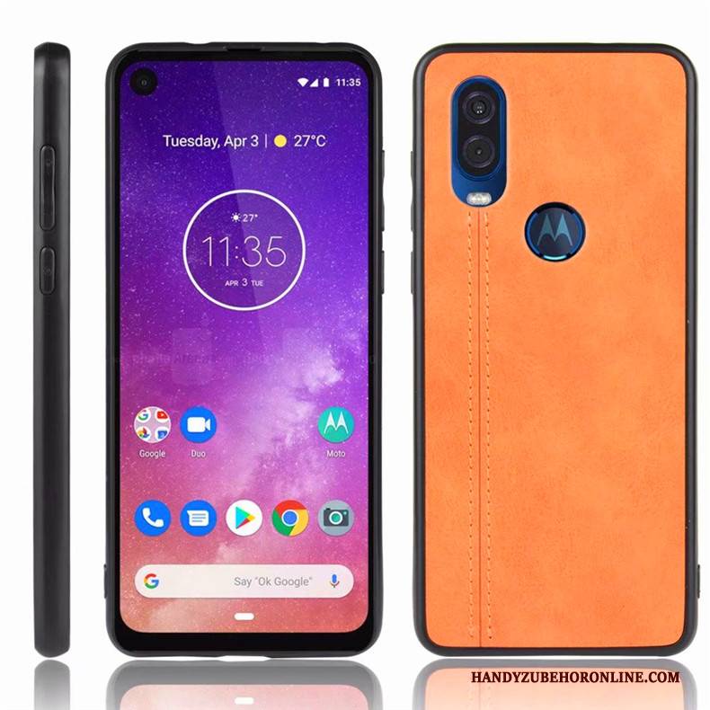 Hülle Motorola One Vision Taschen Handyhüllen Anti-sturz, Case Motorola One Vision Schutz Blau