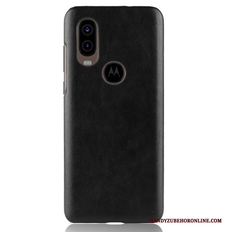 Hülle Motorola One Vision Taschen Schwarz Anti-sturz, Case Motorola One Vision Leder Handyhüllen Persönlichkeit