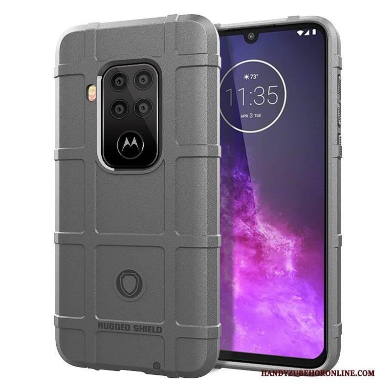 Hülle Motorola One Zoom Taschen Anti-sturz Pu, Case Motorola One Zoom Schutz Schwarz Handyhüllen