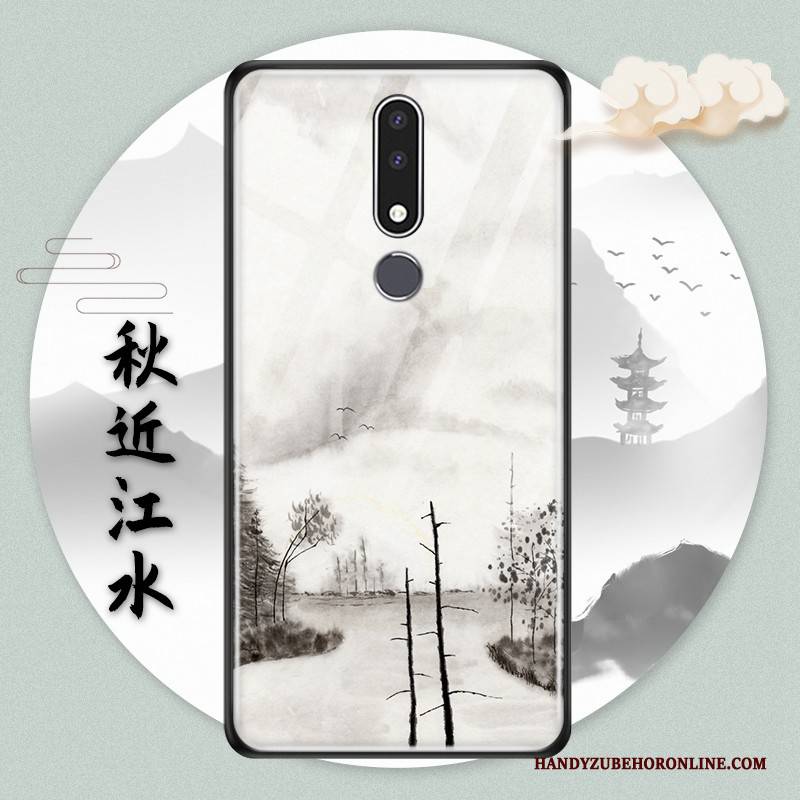 Hülle Nokia 3.1 Plus Schutz Glas Handyhüllen, Case Nokia 3.1 Plus Chinesische Art Wind