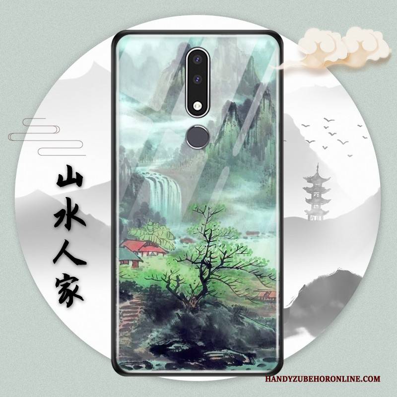 Hülle Nokia 3.1 Plus Schutz Glas Handyhüllen, Case Nokia 3.1 Plus Chinesische Art Wind