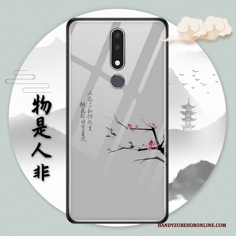 Hülle Nokia 3.1 Plus Schutz Glas Handyhüllen, Case Nokia 3.1 Plus Chinesische Art Wind