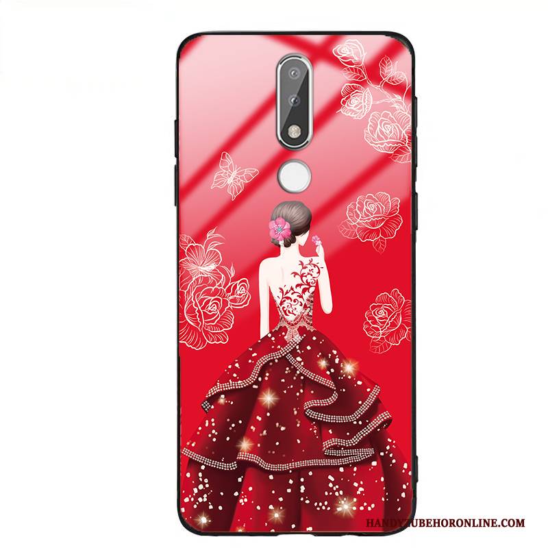 Hülle Nokia 3.1 Plus Silikon Rot Handyhüllen, Case Nokia 3.1 Plus Taschen Glas Trend