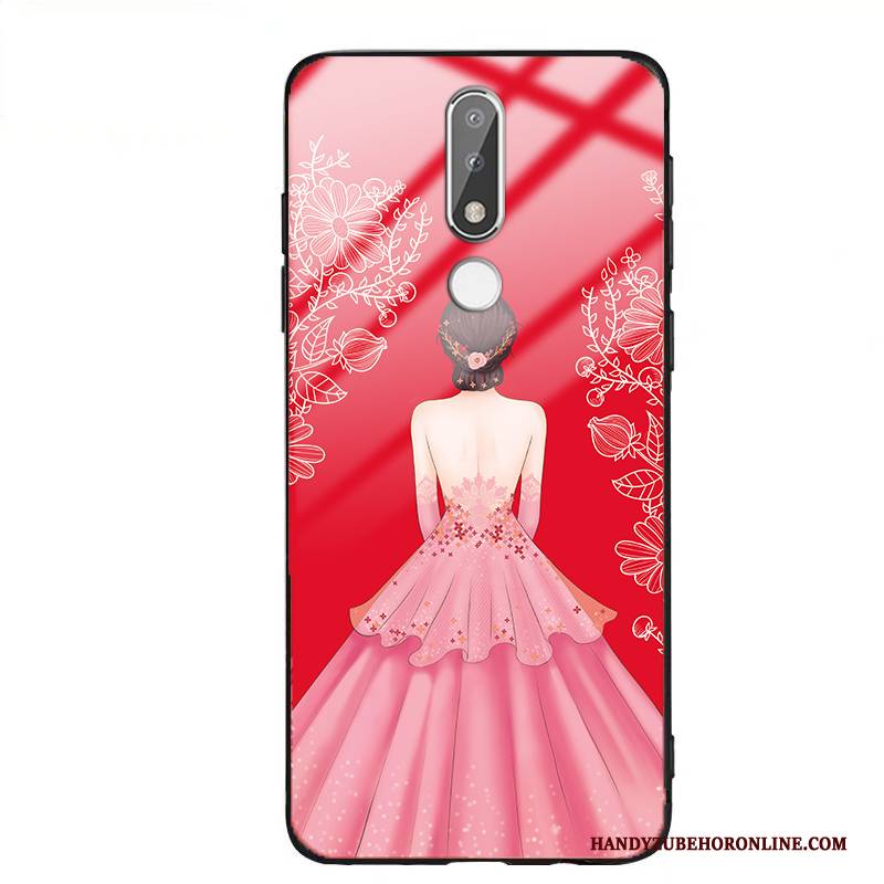 Hülle Nokia 3.1 Plus Silikon Rot Handyhüllen, Case Nokia 3.1 Plus Taschen Glas Trend