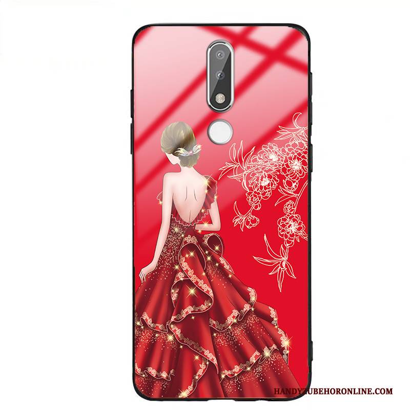 Hülle Nokia 3.1 Plus Silikon Rot Handyhüllen, Case Nokia 3.1 Plus Taschen Glas Trend