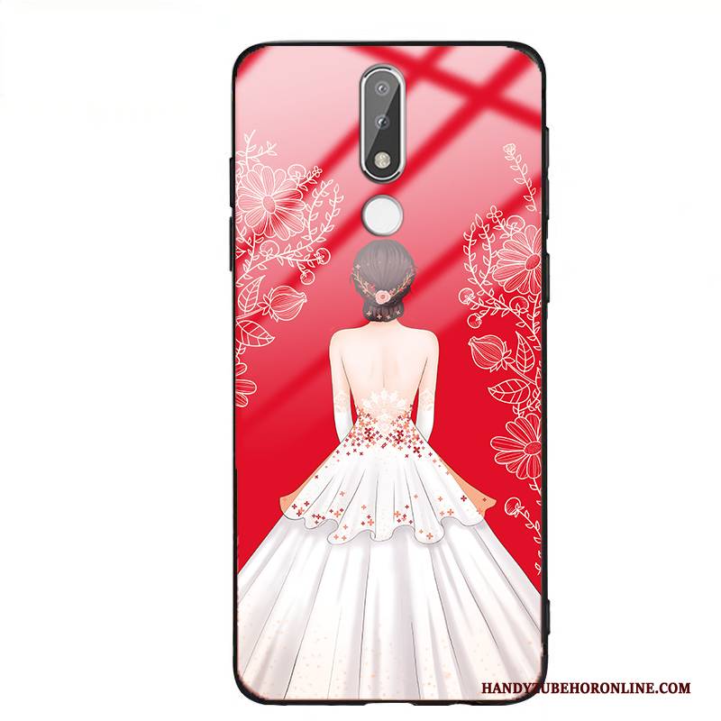 Hülle Nokia 3.1 Plus Silikon Rot Handyhüllen, Case Nokia 3.1 Plus Taschen Glas Trend