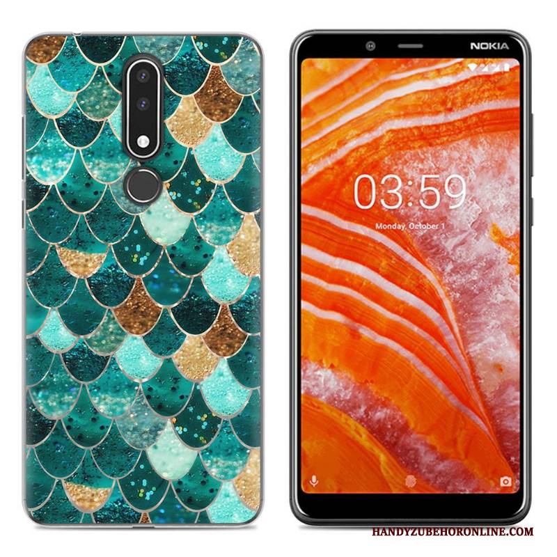 Hülle Nokia 3.1 Plus Weiche Einfach Handyhüllen, Case Nokia 3.1 Plus Gemalt Neu Grün