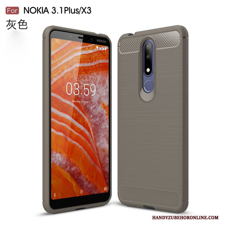 Hülle Nokia 3.1 Plus Weiche Muster Grau, Case Nokia 3.1 Plus Taschen Handyhüllen Trend