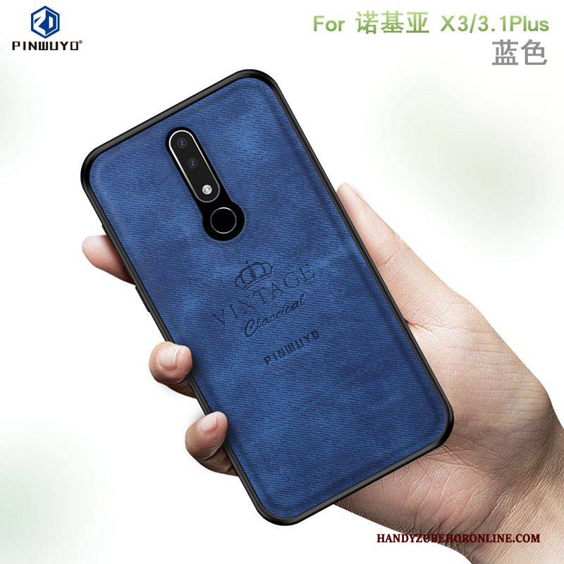 Hülle Nokia 3.1 Plus Weiche Nubuck Stoff, Case Nokia 3.1 Plus Handyhüllen Schlank