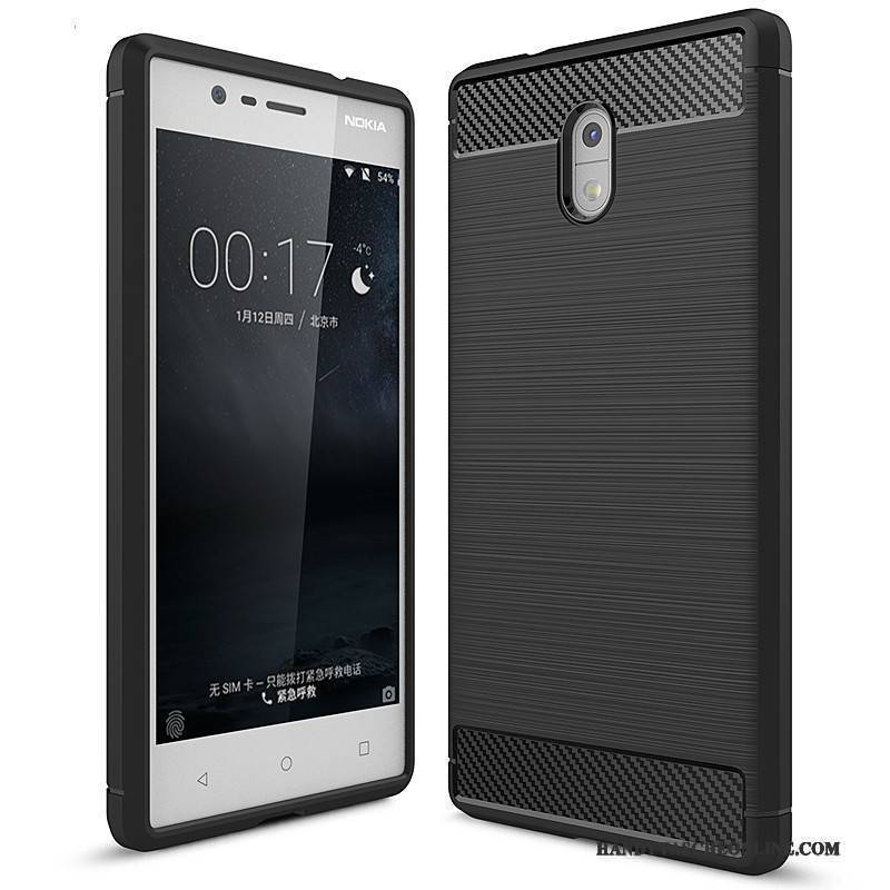 Hülle Nokia 3 Silikon Handyhüllen Faser, Case Nokia 3 Taschen Grau