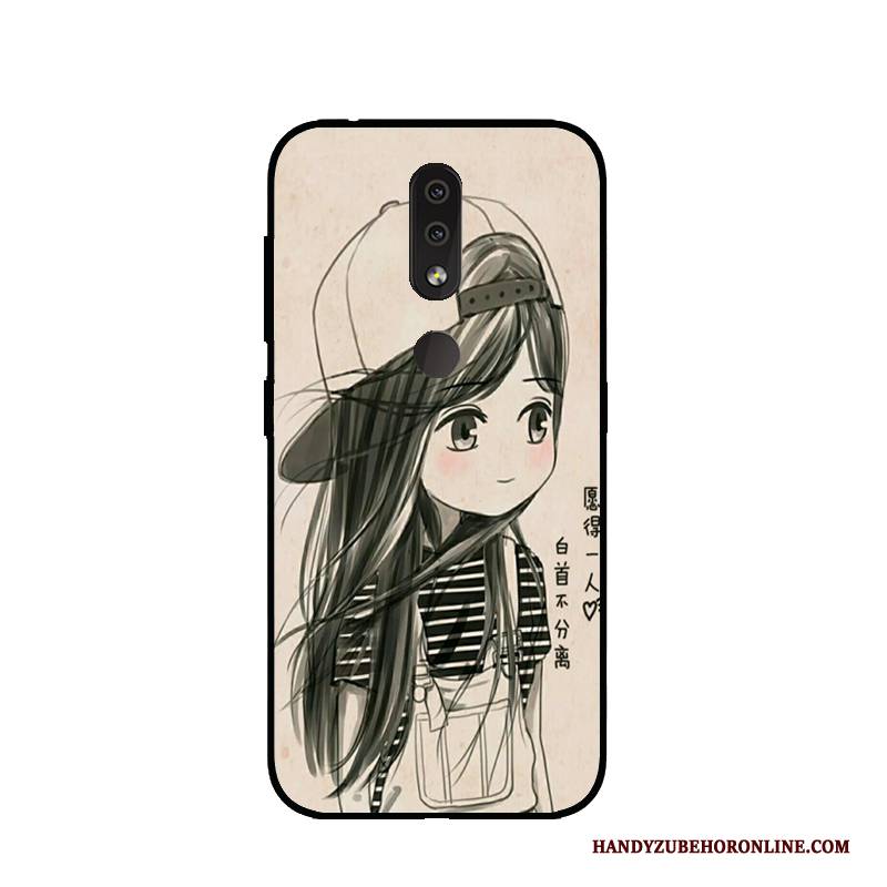 Hülle Nokia 4.2 Karikatur Nubuck Anti-sturz, Case Nokia 4.2 Taschen Blau Handyhüllen