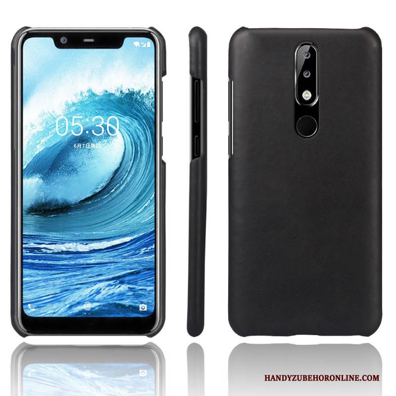 Hülle Nokia 5.1 Plus Leder Trend Qualität, Case Nokia 5.1 Plus Schutz Dunkel Handyhüllen