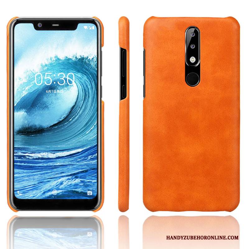 Hülle Nokia 5.1 Plus Leder Trend Qualität, Case Nokia 5.1 Plus Schutz Dunkel Handyhüllen