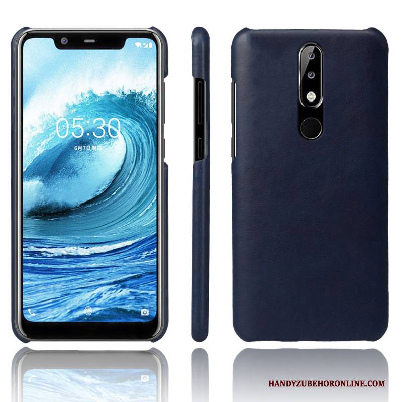 Hülle Nokia 5.1 Plus Leder Trend Qualität, Case Nokia 5.1 Plus Schutz Dunkel Handyhüllen