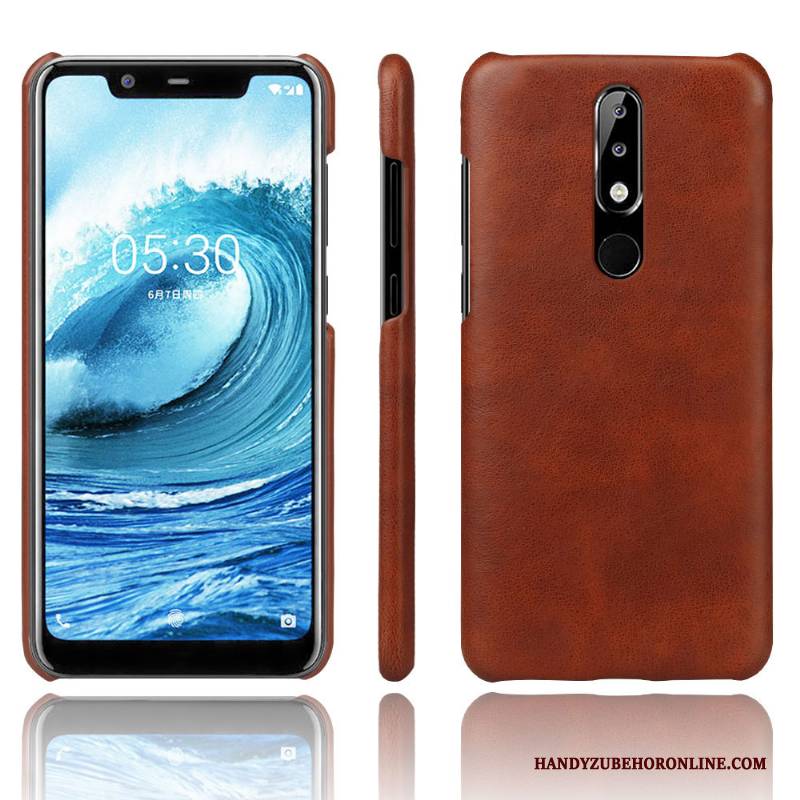 Hülle Nokia 5.1 Plus Leder Trend Qualität, Case Nokia 5.1 Plus Schutz Dunkel Handyhüllen