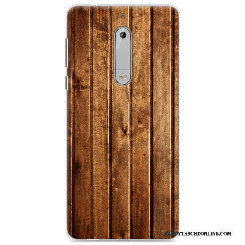 Hülle Nokia 5 Gemalt Handyhüllen Holz, Case Nokia 5 Taschen Grau Anti-sturz