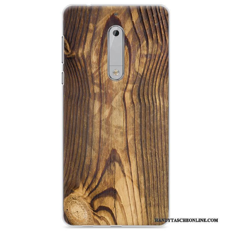 Hülle Nokia 5 Gemalt Handyhüllen Holz, Case Nokia 5 Taschen Grau Anti-sturz