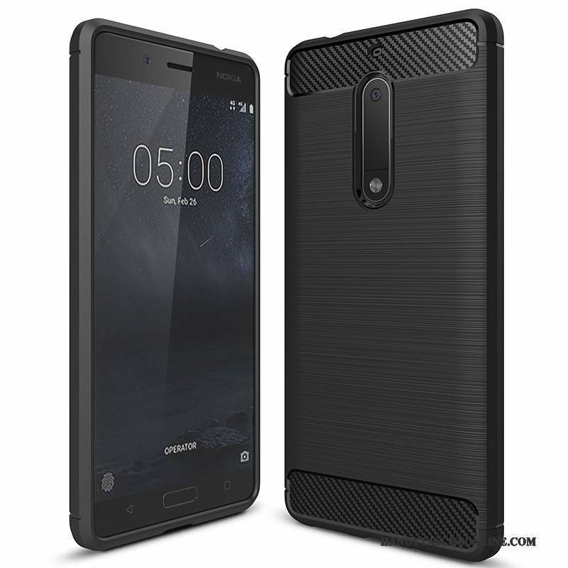 Hülle Nokia 5 Taschen Rot Faser, Case Nokia 5 Silikon Handyhüllen