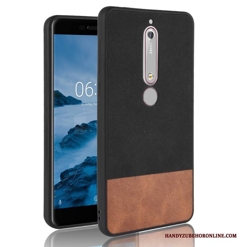 Hülle Nokia 6.1 Weiche Denim Rot, Case Nokia 6.1 Taschen Mischfarben Handyhüllen