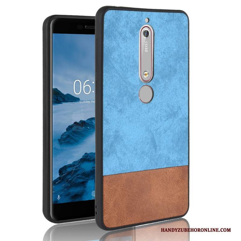 Hülle Nokia 6.1 Weiche Denim Rot, Case Nokia 6.1 Taschen Mischfarben Handyhüllen