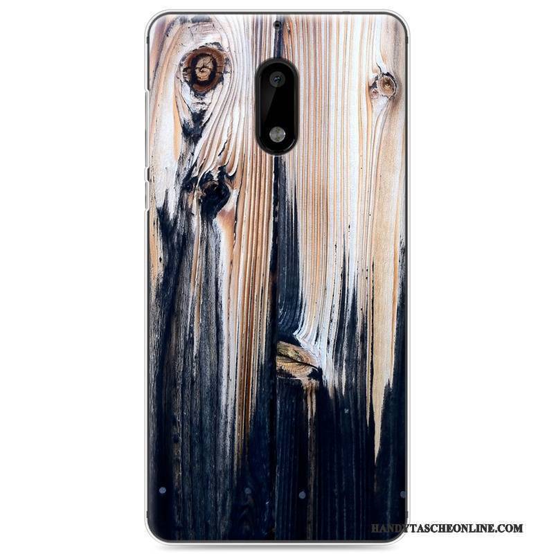 Hülle Nokia 6 Taschen Holz Handyhüllen, Case Nokia 6 Schutz Weiß