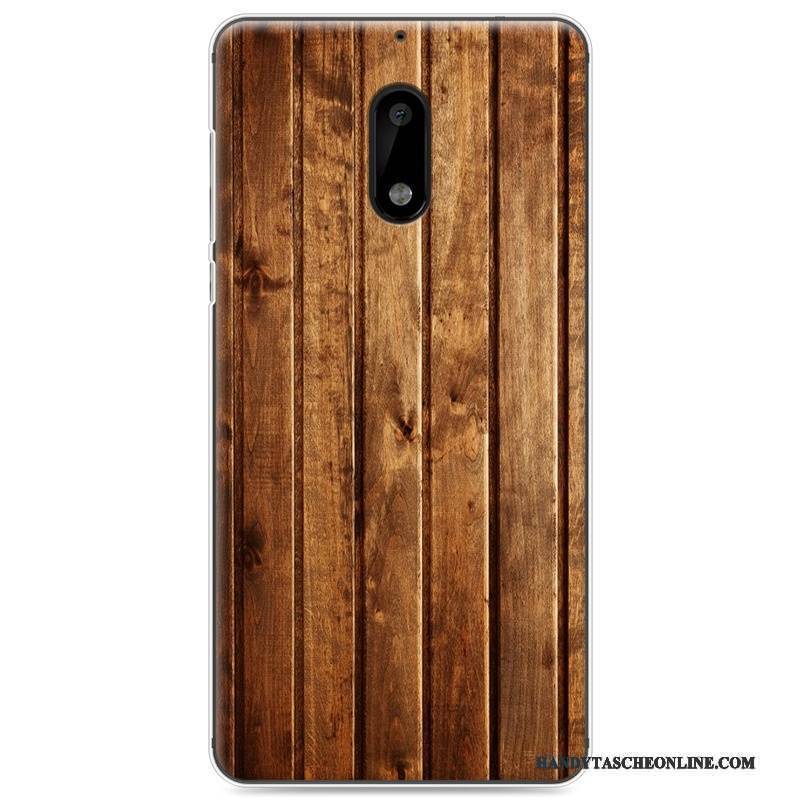 Hülle Nokia 6 Taschen Holz Handyhüllen, Case Nokia 6 Schutz Weiß